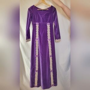 Vintage Velvet Bridgerton Empire 70s Prairie Dress